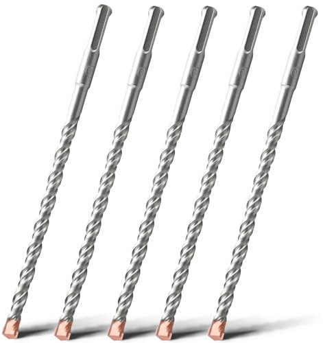 HSAWBIT 5 PACK OF - 6mm x 210mm LONG SDS MASONRY DRILL BIT, TUNGSTEN CARBIDE TIP SDS PLUS SHANK, FOR WALL STONE CONCRETE BRICK