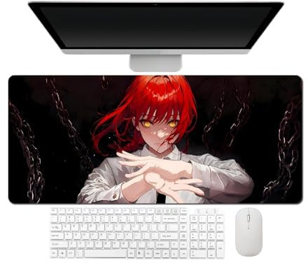 4 mm Dicke. Anime Chainsaw Man Makima Mauspad, Tastaturpad, Schreibtischunterlage, 700 x 300 x 4 mm, HD-Druck, Naturkautschuk, gute Haptik