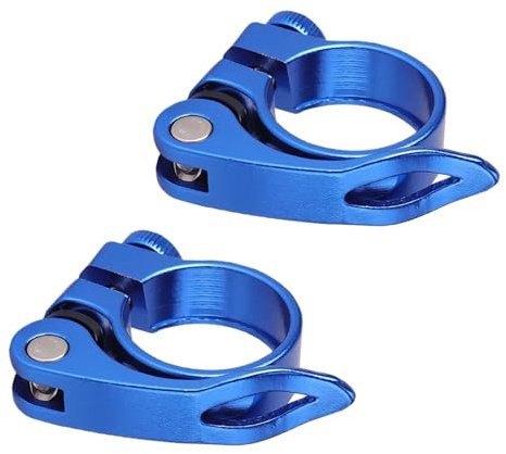 SHUOHONG 2 Stück Fahrrad Sattelklemme 31,8 Mm, Aluminium Legierung Schnellspanner Sattelstütze, Sattelkloben, Schnellspanner Fahrrad, für Mountainbike, Rennrad, Faltrad (Blau)