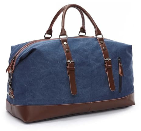 QRXALISA Sports Bag Men Travel Bags Carry on Luggage Bags Men Duffel Bags Travel Tote Large Weekend Bag Overnight(DEEP BLUE)