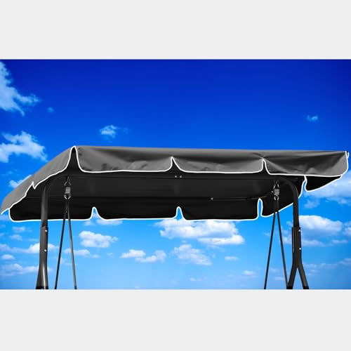 Hollywoodschaukel Dachbezug, Ersatzdach Hollywoodschaukel für 210 x 145cm Gestell, Wasserdicht, Winddicht, Polyestertuch, Anti-UV (Schwarz, Flachmaß 250 x 190cm)