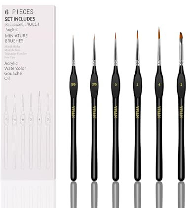 6Pcs Miniature Paint Brushes Set with Triangular Handles - for Acrylics, Oils, Watercolors & Paint by Number, Figurine(Black)
