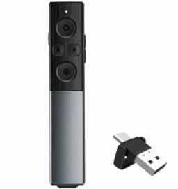 Presenter, 2 in 1 USB und Typ-C-Empfänger Pointer für Präsentationen, 2.4 GHz Wiederaufladbare Wireless Presenter mit Fensterumschaltung/Hyperlink für Windows/Mac ISO/Linux/Android/PowerPoint