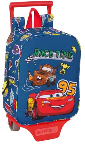 Safta CARS RACING - Mochila Guardería con Carro, Ideal para Niños de Diferentes Edades, Cómoda y Versátil, Calidad y Resistencia, 22x10x27 cm