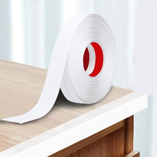 SDLDEER Protezione angolare da parete, 4 cm x 4 m, autoadesiva, protezione flessibile per angoli e bordi, modanatura da parete per pareti, pavimenti, finestre, porte (bianco)