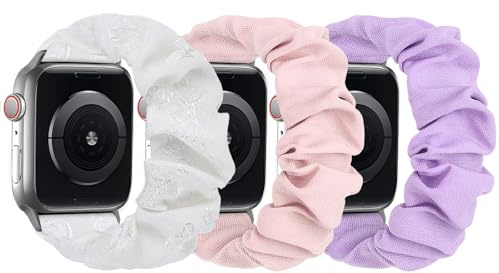 sylacor Scrunchie Bands Compatible with Kids Apple Watch Band, Cute Stretchy Breathable Strap for iWatch Series 10 9 8 7 6 5 4 3 SE SE2 SE3 Small Wrists Boys Girls