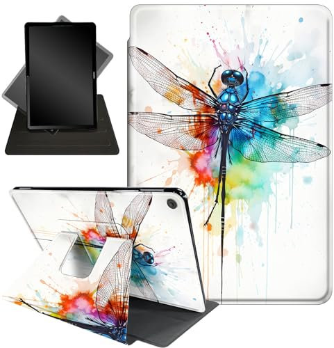 Case for Kindle Fire 7 Tablet (7 Inch, 9th/7th/5th Generation,2019/2017/2015 Release),360 Degree Rotating Stand Protective Cover for Amazon fire 7 Tablet 9th/7th Generation,Cute Dragonfly