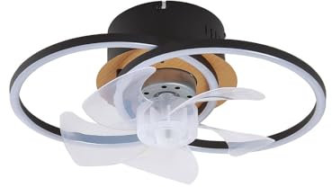 Lindby LED Deckenventilator mit Lampe Lomana dimmbar Leselampe (Modern) in Schwarz aus Aluminium (1 flammig,) - Ventilator Wohnzimmerleuchte