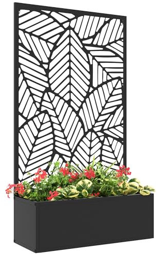 Outsunny Hochbeet Pflanzkasten, Pflanzkübel wandmontage Blumenkasten Metall, Gartenspalier 61 x 23 x 113cm für Garten Balkon Terrasse, Blumenkübel für Kletterpflanzen, Blumen