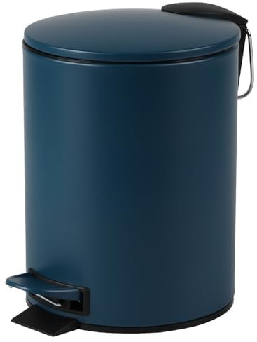 Urban Living 3 Liter Tret-Mülleimer Kosmetikeimer Tretmülleimer mit Absenkautomatik - herausnehmbarer Einsatz mit Henkel (Blau)