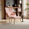 PerGar Relaxsessel mit Hocker, Ohrensessel Fernsehsessel Armlehnensessel Polstersessel Wohnzimmer, Lesesessel für Wohnzimmer, Schlafzimmer, Stilvolles Design, Lammwolle, Rosa