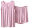 Ensemble de pyjama d'été en coton pour femme, short élastique à jambes larges et gilet doux sans manches, vêtements de nuit pour la maison et les voyages, rose, 4XL