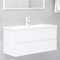 Gecheer Mobile da Bagno,Sospeso,Pensile,a Muro,Moderno,con Rubinetto e Scarico,con Lavabo Lavandino Integrato,in Legno Multistrato,Bianco 100x38,5x45 cm