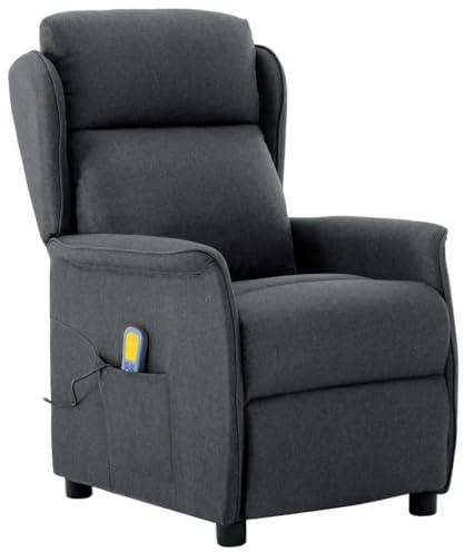 vidaXL Massagesessel Dunkelgrau 93,5 x 67,5 x 101,5 cm Stoff, Stylischer Wohnzimmersessel, Moderne Massagetechnik, ergonomische Liege, bequemer Armlehnsessel