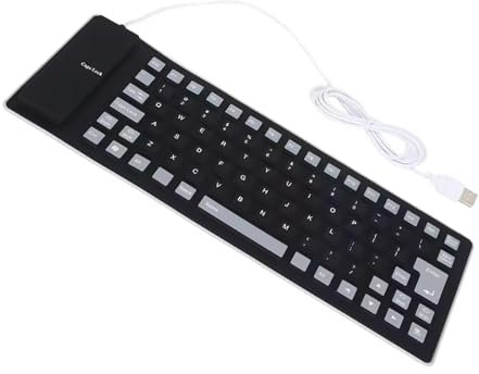 KAQNTUD Tastiera pieghevole in silicone a 85 tasti, con cavi USB, si arrotola per una digitazione silenziosa su laptop e notebook, morbida e portatile