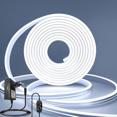 BRIMAX LED Neon Streifen Silikon 10M 6000K IP67 | Dimmbar & schneidbar, UV-beständiges Silikon-Gehäuse, inkl. 24V Netzteil, für Innen & Außen geeignet