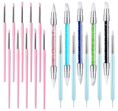 10 Pcs Silicone Brushes for Art, 5 Pcs Silicone Paint Brush and 5 Pcs Double Headed Nail Dotting Tool for Pottery, Painting, Resin, Crafts