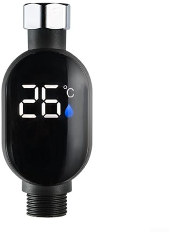 ZWEquipint Termometro digitale per doccia con display intelligente della temperatura e indicatore codificato a colori, termometro impermeabile per rubinetto in acciaio inossidabile 304 per bagno