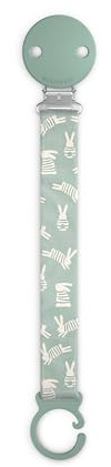 Suavinex, Chupetero de Tela para Bebés, Cinta con Diseño a Doble Cara, Cadena Chupete Bebé, Sujeta - Clip con Pinza, para Chupetes con Anilla. +0 Meses, Apto Recién Nacido, Wonder Conejitos Verde