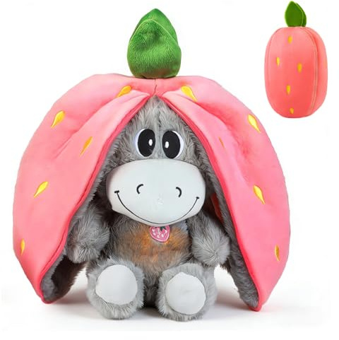 HOVCEH 32cm Atmendes Kuscheltier Esel, Herzschlag Plüsch Esel