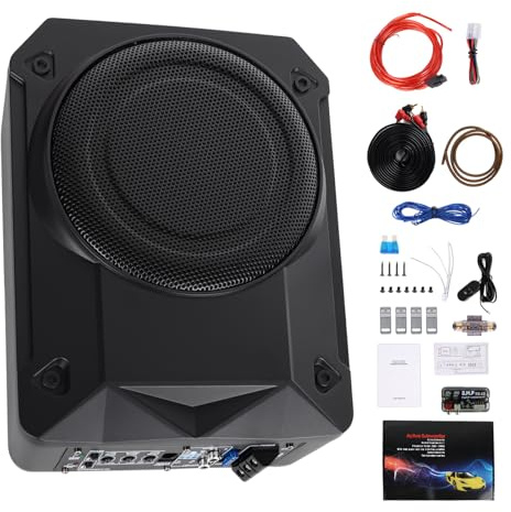 Realdio Subwoofer Attivo Sottosedile 8 Pollici 800W, Chiuso, Nero | Amplificatore Integrato e Design Compatto Salvaspazio per Diversi Modelli Auto, Bassi Profondi durante Musica e Guida