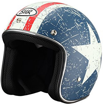 BHR JET MOTORRADHELM MODELL RETRO' 711 FARBE MATT BLAU MIT STERN GRÖßE M