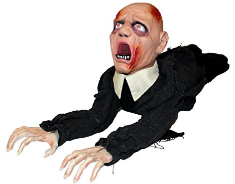 I LOVE FANCY DRESS Halloween GRUSELIGE HÄNGENDE MARIONETTEN Dekoration=REQUISTE= KRABBELNDER Zombie -LÄNGE-80cm - ROTE LEUCHTENDE Augen -BEWEGT Arme-GRUSEL Musik (AA Batterie -Nicht BEEINHALTET)