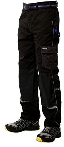 Goodyear Herren Reflective Trim Dreiergruppe nähte Multi-Werkzeug-Taschen Moderne Fracht Kneepad Taschen Arbeitssicherheit Hosen, Schwarz, 32 Taille Regular Leg (31 )