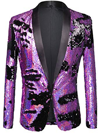 PYJTRL Herren-Blazer mit 2 Farben und glänzenden Pailletten
