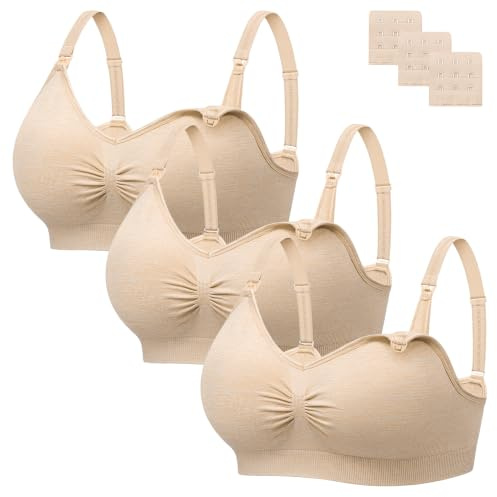 HBselect 3 PCS Reggiseno Allattamento con Estensione Reggiseno Bra Donna | Morbido e Traspirante Reggiseno Senza Ferretto e Senza Cuciture Gravidanza e Allattamento Comodo Bras con Estensioni Extra