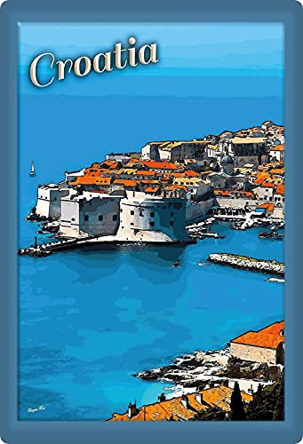Blechschild 20x30cm gewölbt Reise Plakat Croatia Kroatien Urlaub Deko Geschenk Schild
