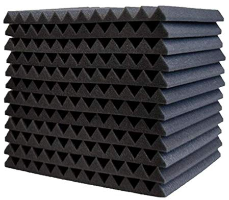 12 Stück Akustikschaumstoff Schallschutz Schaum Matte, Keilschaumstoff Schalldichter Schwamm-Wandaufkleber, Soft Soundproof Foam Schaum-Fliesen für Zuhause und Studio, 30x30x2.5cm (Schwarz)