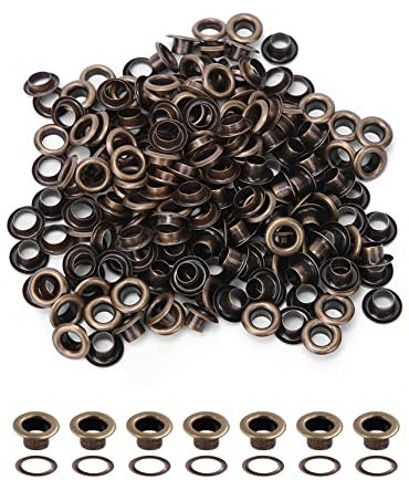 Kit de ojales de 100 piezas ojales de latón de Metal ojales con arandela ropa lona ​​cuero proyectos de bricolaje 4 mm de diámetro interior(Bronce)