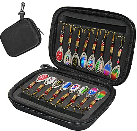 Jooheli Leurres de Pêche,16 pcs Cuillères De Pêche Leurres Appâts en Métal Cuillers de Pêche,pour Truite Bass Casting Spinner avec Sac De Rangement Cas