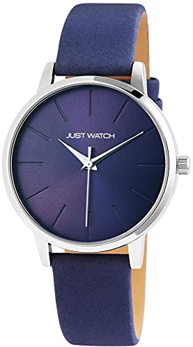Just Watch Ella Damen-Uhr Echt Leder Dornschließe Analog Quarz elegant JW10093 (blau)
