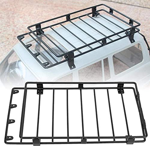1/10 RC Galerie de Toit, Bagages de galerie de Toit en métal pour 1/10 pour Modèle de Voiture Rc, 226mm Cadre Supérieur, 256mm Cadre Inférieur(Noire)