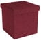 INTIRILIFE Faltbare Sitzhocker 30x30x30 cm in Granat ROT - Sitzwürfel mit Stauraum und Deckel aus Stoff mit Mulden - Sitzcube Fußablage Aufbewahrungsbox Truhe Sitzhocker