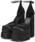 RUKOEVIM Platform Chunky Alto Tacco a Blocco Silk Satin Square Toe Hot Tacco Alto Cinturino alla Caviglia Fibbias Wedge Dress Pumps Black Size 40