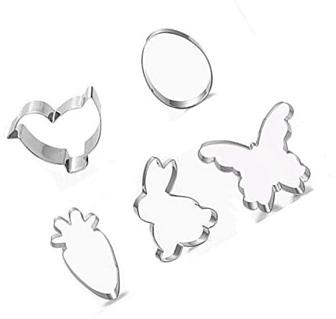 MYSUNBAR Set di 5 stampi pasquali, formine pasquali, formine pasquali, in acciaio inox, pasquale, biscotti pasquali per dolci, formine per biscotti pasquali