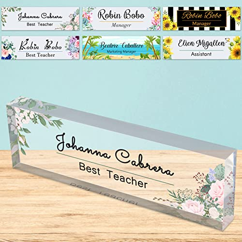 Escritorio placa de nombre personalizado de acrílico Bloque de señal de nombre para escritorios de oficina personalizada placa de escritorio Apreciación Decoración Regalo-8x2.5inch