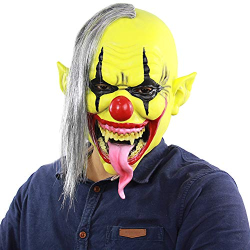 XGOPTS Clown-Maske Halloween Erwachsene Halloween-Maske Schrecklich Vollmaske Gruselig Hexemaske Gummi Geistermaske Horror Kostümzubehör Fasching Cosplay Verkleidung Karneval Fastnacht