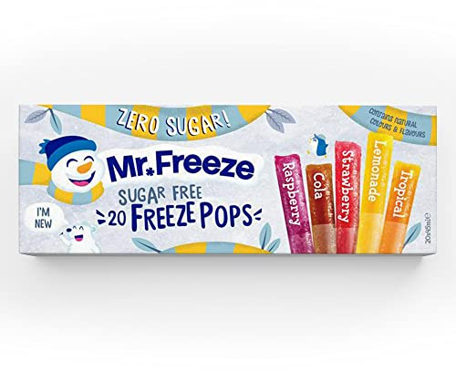 Mr Freeze Ice Pops - Paletas de hielo de sabores surtidos, sin azúcar y aptas para veganos, 20 x 45 ml (paquete de 8)