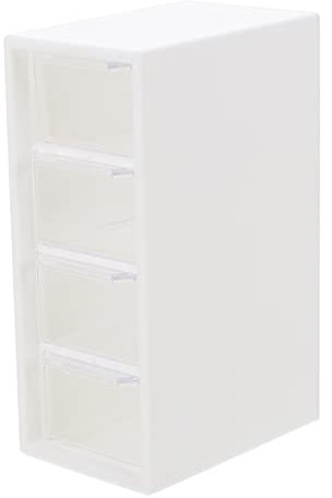 Cabilock Schubladenschrank Schubladenturm Schubladenbox Kunststoff Kosmetik Organizer Schublade mit 4 Schüben Schubladencontainer Aufbewahrungsbox Stapelbare Schubladenbox Make Up Organizer Weiß