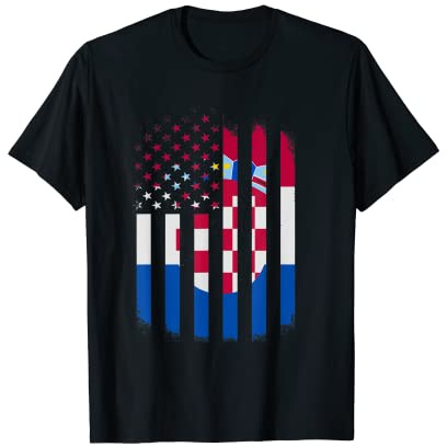 Kroatien und Amerika Flagge – Kroatien und Amerika Flagge T-Shirt