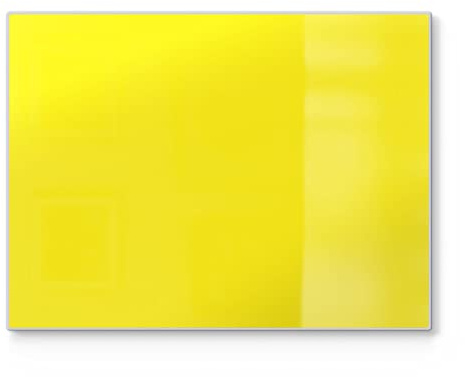 DEQORI Schneidebrett aus Glas | groß 40x30 cm | Unifarben - Gelb | Design Schneideplatte für Küche | Frühstücksbrett antibakteriell & rutschfest | Glasplatte & Servierplatte