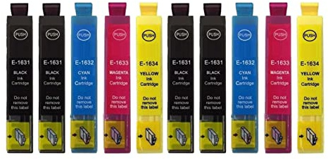 10 kompatible Druckerpatronen T16 XL - 4 x T1631 Black, je 2 x T1632 Cyan, T1633 Magenta, T1634 gelb kompatibel mit Epson Workforce WF-2010 2110 2510 2520 2530 2540 2630 2650 2660 2750 2760