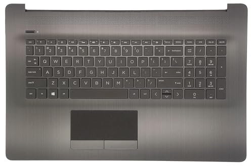 Jxjslp Ersatz-Obergehäuse-Handauflage für HP 17-by 17-ca 17t-by 17z-ca 17z-ca Laptop-Top-Abdeckung US-Layout Hintergrundbeleuchtung Tastatur Assembly 73H0 Touchpad L22749-001,6070B1308103 Grau