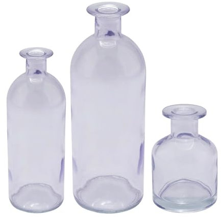 ZauberDeko Vase Lila Veilchen Glas Blumenvase Dekovasen 3 Fach Sortiert