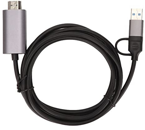 USB C zu HDMI Kabel 4K, USB und Typ C Dual Port zu HDMI Kabel Videorekorder Karte, 4k@60hz 1080p@30hz, Typ C zu HDMI Flechtkabel