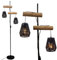 Osasy Stehleuchte boho Stehlampe, Wohnzimmer Vintage Boho 2 Schirme Stehleuchte, industrielle Stehlampe holz vintage für Schlafzimmer, Kinderzimmer, Höhe 169cm(schwarz boho)